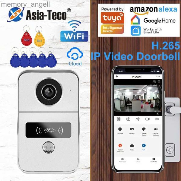 Timbres de puerta Tuya 1080P 2.4G Wifi Video Timbre Intercomunicador Cámara de visión nocturna Soporte de portero Conexión RJ45 POE con bloqueo remoto Desbloqueo YQ230928