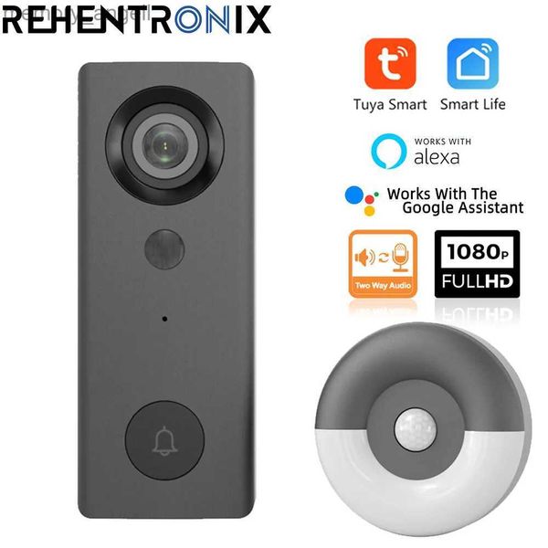 Sonnettes Tuya 1080P sonnette sans fil avec caméra sonnette de porte interphone vidéo filaire interphone vidéo oculaire fournitures de maison intelligente Alexa Google YQ230928