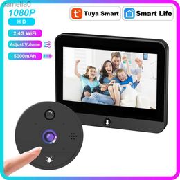 Tuya 2MP 2.4G WiFi Deur Magic Eye Camera 5000mAh Batterij Draadloze Video Deurbel Camera Infrarood Licht Intercom Deurcamera'sL231120