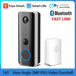 TOMENTS TUYA SMART 1080P 5200MAH BATERÍA 24V CA CAPORIZADO 145 ° Bluetooth Enlace al aire libre Deje de licencia Alexa Google Wifi Video Doorbell Camera