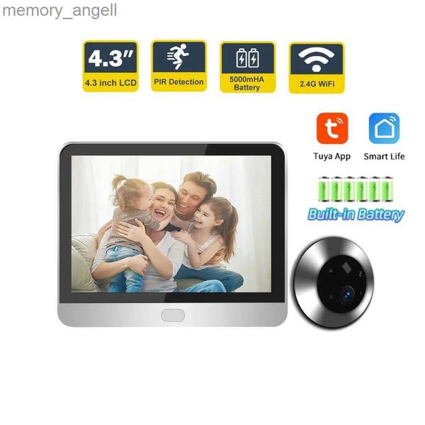 Sonnettes Tuya Smart 1080P WiFi judas vidéo porte caméra sécurité unidirectionnel Audio Vision nocturne 4.3 'FHD vidéo sonnette caméra YQ230928