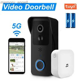 Timbres de puerta Tuya Smart Video Timbre 1080P Timbre de puerta inalámbrico al aire libre Visión nocturna 2.4 / 5G WiFi Intercomunicador de voz Teléfono de puerta Cámara de seguridad YQ230928