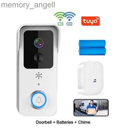 Sonnettes Tuya sonnette vidéo intelligente 5G 2.4G WiFi sonnette de porte extérieure étanche batterie interphone vie intelligente sonnette sans fil caméra YQ230928