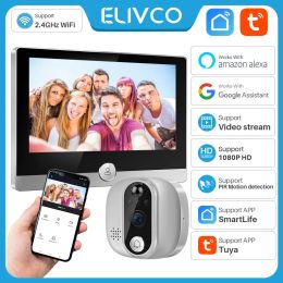 Sonnets de porcs tuya smart vidéo sonnette caméra wifi wifi 1080p brode vidéo interphone porte cloche twoway audio smart life support alexa google home