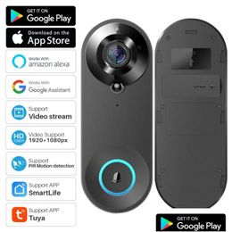 Video Smart Video Smart Camera de timbre 1080p Puerta de intercomunicador WiFi Bell O Funciona con Alexa Echo Show Home Drop entrega Secure Otisa