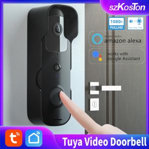 Sonnets de porte tuya smart vidéo sonnette de porte wifi 1080p vidéo interphone porte caméra cloche twoway support audio Alexa Google Home Security Protection