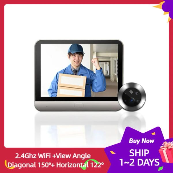 TOMENTS TUYA Smart1080p Wifi Door Bell Peephole Camera Visor Home Security Onewayaudio Night Vision 4.3 'FHD Video Toilebell Camera