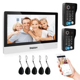 Sonnettes TUYA TMEZON système d'interphone vidéo de porte moniteur WiFi de 10 pouces avec prise en charge de la sonnette 1080P empreinte digitale carte RFID mot de passe HKD230918