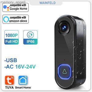 Sonnettes TUYA étanche vidéo sonnette WIFI 1080P HD téléphone extérieur porte cloche caméra sécurité vidéo interphone IR Vision nocturne maison intelligente YQ2301003