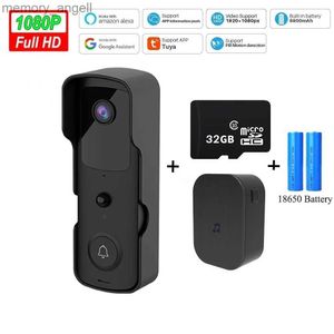 Deurbellen Tuya WiFi 1080P HD Video Deurbelcamera Oplaadbare PIR Bewegingsdetectie Waterdicht Intercom Tweeweg Audio Nachtzichtcamera YQ230928