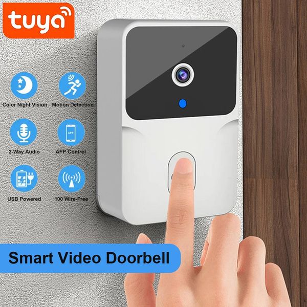 Sonnettes Tuya WiFi Vidéo Sonnette sans fil HD Caméra PIR Détection de mouvement IR Alarme Sécurité Smart Home Door Bell Intercom pour 231202