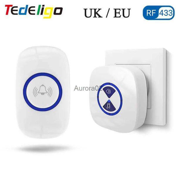 Sonnettes UK EU sans fil sonnette ensemble extérieur étanche émetteur récepteur carillons de porte Smart Bell télécommande 100 m portée 110 V 220 V YQ231111