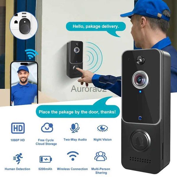 Timbres WiFi 1080P HD Video Timbre Intercomunicador Visión nocturna Smart Home Security Timbre Multiusuario Compartir Timbre Cámara Drop Shpping YQ231111