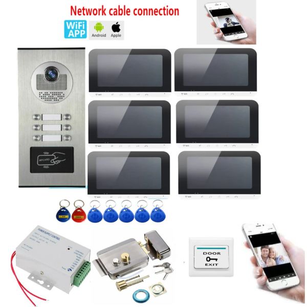 TOMENTS Wifi 3/3/4/6 Unidades de unidades de apartamento Intercoming con botón de llamada HD Cámara de timbre Tuya Rfid Keys Aplicación de apertura