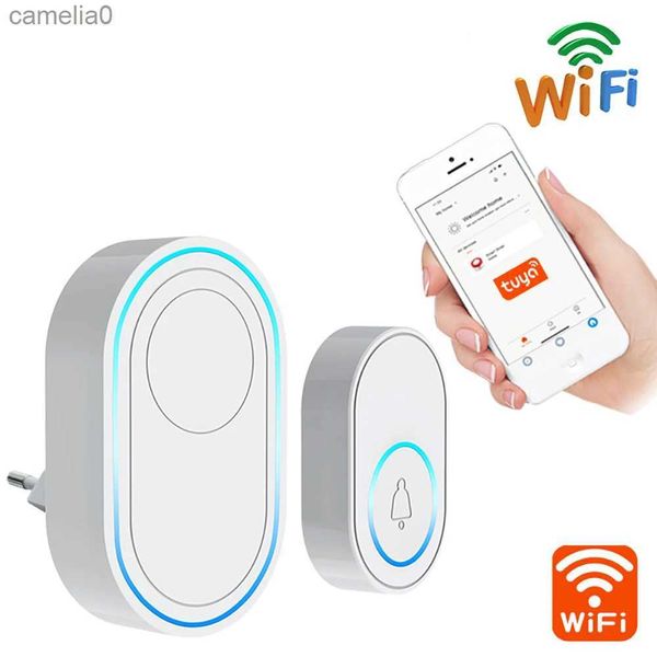 Sonnettes Système d'alarme de sonnette Wifi sonnette sans fil intelligente application stroboscopique 58 détecteurs sans fil compatibles 433 MHz L231120