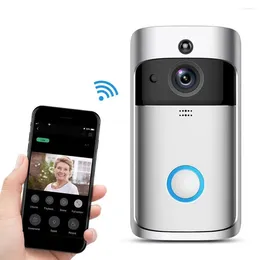 Sonnettes WiFi Sonnette Caméra Smart Wi-Fi Vidéo Interphone Porte Bell Appel pour Appartements IR Alarme Sécurité Sans Fil