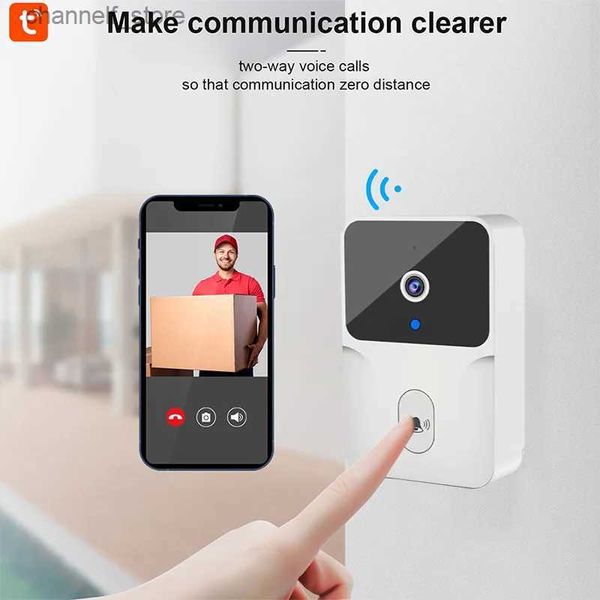 Sonnettes WiFi vidéo sonnette maison WiFi 2.4 GHz sans fil sonnette rechargeable alimenté par batterie caméra HD PIR sport Vision sonnetteY240320