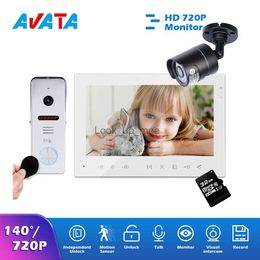 Système d'interphone vidéo filaire, moniteur 7 pouces AHD 720P, caméra de sonnette RFID, déverrouillage de détection de mouvement, caméra de vidéosurveillance AHD pour la maison HKD230918