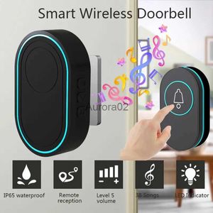 Doorbells Wireless Doorbell 39 Music LED Flash Security Alarm Outdoor IP65 Waterproof Smart Home Intelligent Door Bell Chime Kit YQ231111