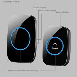 La batterie de la sonnette sans fil comprend une télécommande étanche avec alimentation secteur, prise UE, sonnette intelligente, 1 bouton, 1 récepteurY240320