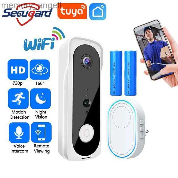 Timbres de puerta Timbre inalámbrico Tuya WiFi Cámara al aire libre Smart Home Video Door Bell Bienvenido Intercom APP Control remoto IR Detección de movimiento YQ230928