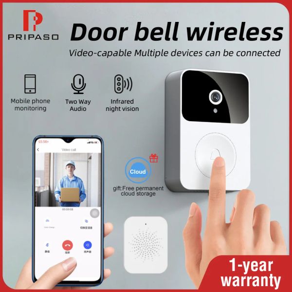 Sonnets de portes sans fil Doorbell HD Visual Remote Dost Tole RECHARGable Auto Capture vidéo Talk Smart WiFi Bell Support Change de voix