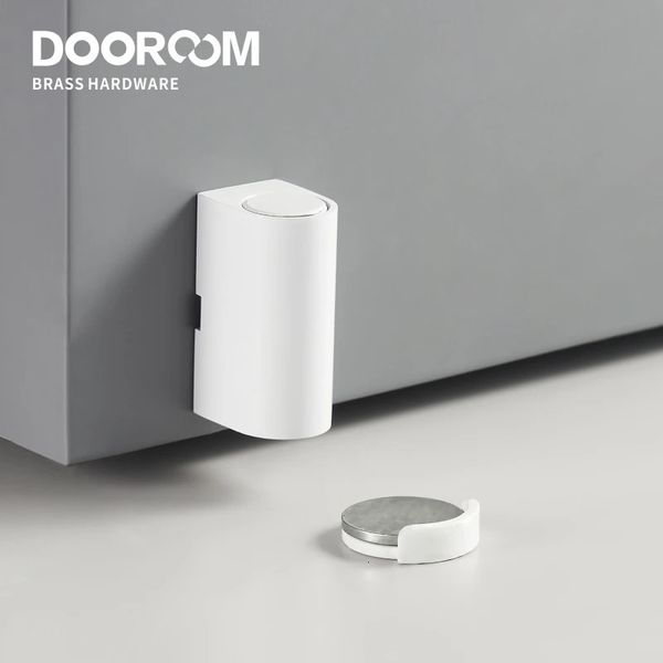 Dooroom – butée de porte en laiton, blanc et noir, support robuste sans poinçon, bouchon magnétique Invisible, loquet 240322