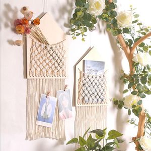 Deurplaat Opknoping Plaat Indoor Boho Wall Decor voor Slaapkamer Woonkamers Handgemaakte Geweven Tassels Magazine Organizer 2 stijlen