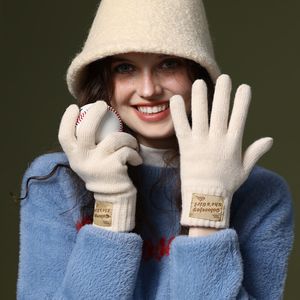 Dopamine portant des gants en laine tricotés pour femmes automne et hiver épaissis gants de cyclisme résistants au chaud et au froid pour écran tactile