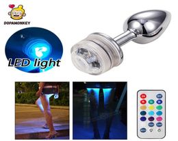 Dopamonkey metaal anale plug afstandsbediening led base sek seksen massage massage gladde buttplug anale volwassen producten plug voor man dames s09630463