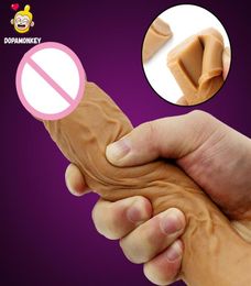 Dopamonkey réaliste Silicone Dildo Double couche liquide Silicone Aspiration cutanée Pennis Penis Toys pour femme Masturbation MX1308133