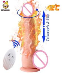 Dopamonkey Vibrator Télescopic Swildo Wireless Remote Heating pénis Touet pour femme SUSSURS Cup réaliste Dildo 2203095281930