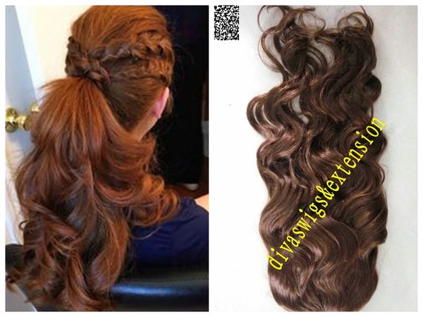 dora wavy hair ponytail for black women long hair clip in drawstring ponytail extension messy weave black color virgin brazilian hair