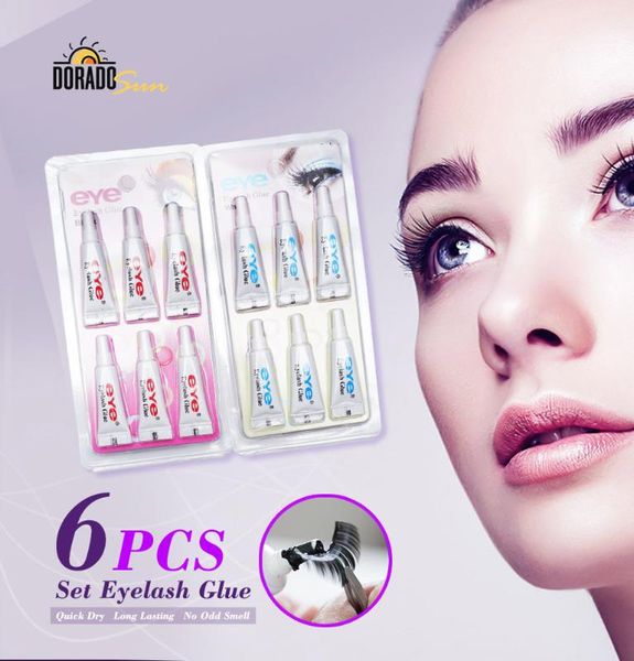 Doradosun 6 Pcs Fack Eyelsh Colle Maquillage Adhésif Faux Cils Colle Clair-blanc Foncé-noir Étanche Eye Lash Cosmétique Outils