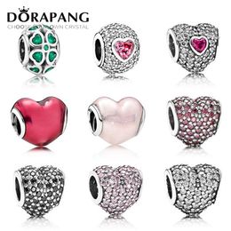 Dorapang 100% 925 prata esterlina clássico contas amor coração charme ajuste pulseira diy pulseira toda a fábrica3091