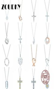 DORAPANG 100 925 Sterling Zilveren Ketting Hartvormige Zon Kruis Kroon Teardrop Hanger Ketting Rose Goud Originele Vrouwen Sieraden5500821