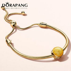 DORAPANG 2018 NUEVO 100% Plata de Ley 925 18K Oro Brillo Twinkle Pulsera Sunshine Bead Pulseras Set Fit Mujer Joyería regalo