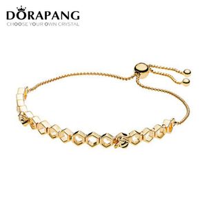 DORAPANG 2018 nuevo 100% Plata de Ley 925 marca genuina encanto 18K oro abeja pulsera colmena elegante temperamento pulsera