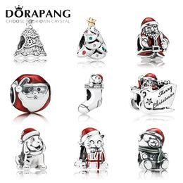 DORAPANG 925 argent Sterling Qualité Style Émail Cristal De Noël Charmes Perle Fit Bracelets DIY bracelet L'usine en gros