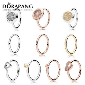 DORAPANG 925 Sterling Zilveren Ring mode Populaire Charms Trouwring Voor Vrouwen hartvormige Liefhebbers Handtekening Ringen DIY Jewelry278h