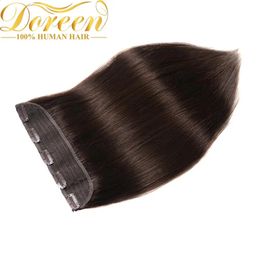 Doreen 100g 120g blond brun brésilien fait à la machine Remy pince dans les cheveux humains s 16 pouces 22 pouces 240130