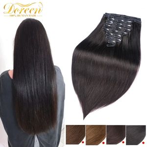 Doreen 160G 200G 240G Volume Series Brazilian Machine Remy Straight Clip In Human Hair s Full Head 10Pcs 16 to 24 Inch 240130