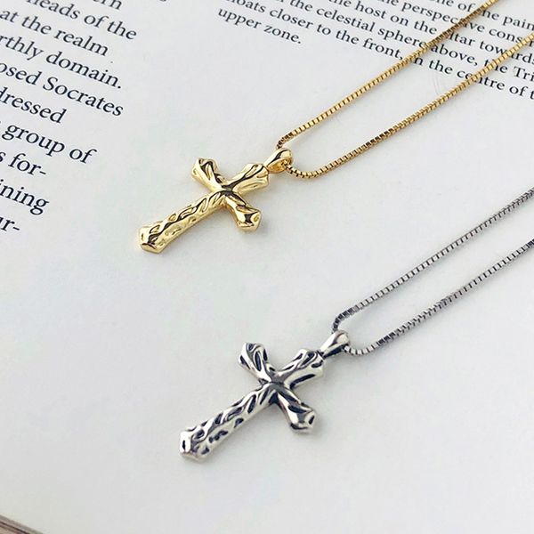 Doreen Box – collier religieux en argent sterling 925, pendentifs croix de couleur argent Antique, collier de 39.5cm de long, 1 pièce Q0531