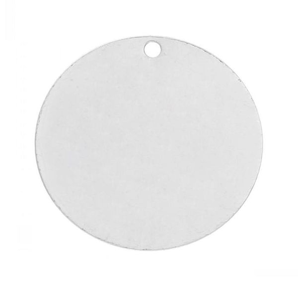 Doreen boîte cuivre blanc estampage étiquettes pendentifs ronds pour colliers boucles d'oreilles Bracelets couleur argent 25mm1quot Dia20PCs4802116