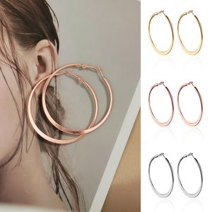 DoreenBeads 4-6cm boucles d'oreilles créoles pour femmes accessoires quotidiens concis rond couleur or Rose boucles d'oreilles sensible cadeau d'anniversaire