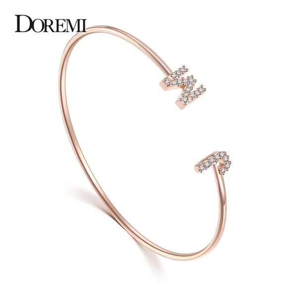 Doremi personnalisé lettre bracelet bébé bracelet zircone pavé réglage bracelet initial enfant taille adulte pour bijoux de manchette uniques 210330