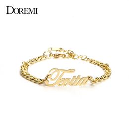 Doremi en acier inoxydable Namepalte cheville 5 mm bijoux cubain nom vintage numéro de cheville anniversaire de pied personnalisé 240508