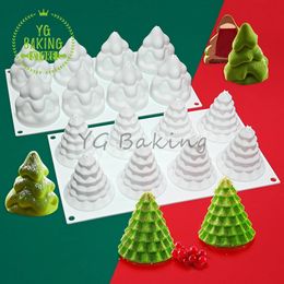 Dorica 8 Cavidad 3D Diseño de árbol de Navidad Molde de mousse de silicona Pudín Molde de chocolate DIY Vela Modelo Decoración de pasteles Herramientas para hornear 240325