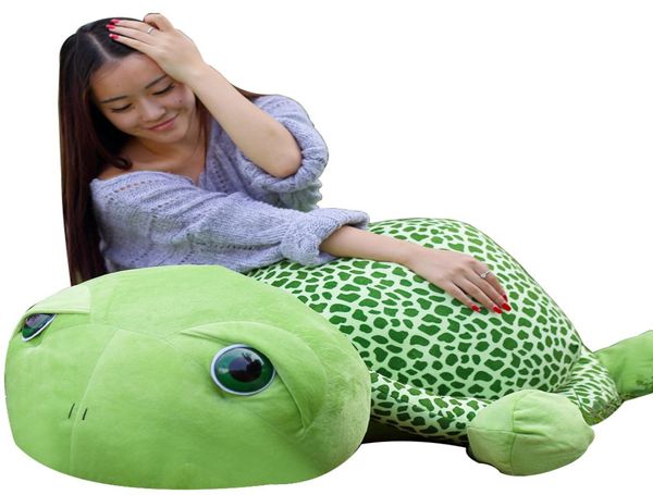 Dorimytrader grand bel Animal tortue en peluche géant tortue verte en peluche poupée oreiller noël bébé cadeau 47 pouces 120 cm DY613368192283