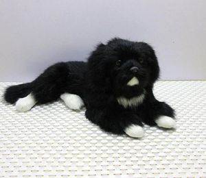 Dorimytrader schattige mini levensechte dieren zwarte hond knuffel realistische honden decoratie voor auto Kids gift 2 modellen DY800065013176